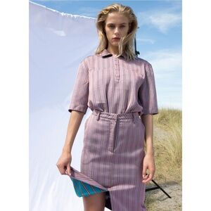 BIRGITTE HERSKIND Penelope Lilac Stripe Midi Pencil Skirt